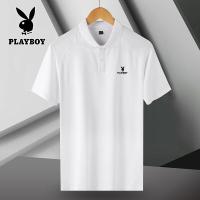 ราคา PLAYBOY แฟชั่นผู้ชายเสื้อโปโลแท้ฤดูร้อนน้ำแข็งผ้าไหมแห้งเร็วปกบวกขนาด M 5XL (19174743640)