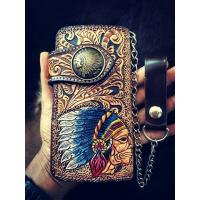 ราคา กระเป๋าผู้ชายหนังวัวฟอกฝาดปั๊มลายกัญชา พร้อมสายโซ่ ห่วงหนังร้อยเข็มขัด (14361129711)