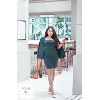 ราคา SG449 ชุดเดรส เสื้อผ้าคนอ้วน bigsize สาวอวบ ผ้ามิลิน เป็นผ้ายืดตามตัว ใส่สบายค่ะจะใส่ออกงาน ทำงานก็ดูดีมากๆค่ะรุ่นนี้ อก40 48 เอว36 44 สะโพก50 ยาว37 ซิบหลัง สี แดง กรมท่า ชมพู ครีม เขียว (20569081165)