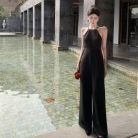 ราคา Real Shot against the Sky Big Long Leg Backless Jumpsuit Slimming Yunnan Thailand Sanya Beach Travel Vacation Beach Female Summer (21472527232)
