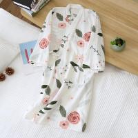 ราคา เสื้อคลุมผ้าคอตตอนลายดอกกุหลาบของผู้หญิงสไตล์ญี่ปุ่นกิโมโนทรงหลวมชุดนอนชุดเจ้าสาวชุดเดรสเสื้อคลุมเจ้าสาวชุดนอนแบบลำลองสำหรับผู้หญิงชุดคลุมอาบน้ำญี่ปุ่น (19691552641)