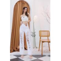 ราคา กางเกงยีนส์ขากระบอก แต่งขาดเซอร์ กางเกงยีนส์เทรนด์สุดฮิต งานป้ายVolume jeans (14498649646)