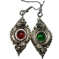 ราคา ต่างหู บ่วงพญานาคฝังพลอยทั้งสองด้านแดงและเขียว 1คู่ หรือ บ่วงนาคบาศ ตัวเรือนเป็นทองเหลืองเกรด A ชุบด้วยทองและเงินไมครอนหนา ด้วยทองบ (1109316682)