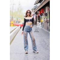 ราคา กางเกงยีนส์ขากระบอก แต่งขาดเซอร์ กางเกงยีนส์เทรนด์สุดฮิต งานป้ายVolume jeans (14498649642)