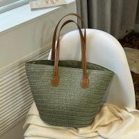 ราคา กระเป๋าสานฟางสำหรับฤดูร้อนกระเป๋าโท้ทไม้ไผ่สานความจุใหญ่สำหรับผู้หญิงกระเป๋าทรงจีบสานตะกร้าผักสำหรับท่องเที่ยวพักผ่อนชายหาดริมทะเล (21156245563)