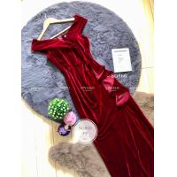 ราคา SG866 ชุดราตรียาวคอวีสวยมากพรางแขนพรางพุง ผ้ากำมะหยี่เนื้อดียืด อกเสริมฟองน้ำ งานเปิดไหล่ ซิปหลังทรงเข้ารูปเปะ (21460949243)