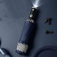 ราคา Xiaomi Automatic Umbrella Reflective Stripe Reverse Led Light Umbrella Three Folding Inverted 10 Ribs Windproof Umbrellas (16587446475)