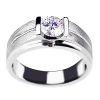 ราคา Imitation Mosang Stone Ring Mens 18K Platinum Plated 1 Carat Diamond Ring Frosted Low key Stable Business Sanded Face Ring (21574704506)