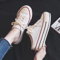 ราคา ส่งจากในไทย รองเท้าผ้าใบเปิดส้น เหยียบส้นสูง6cm ใส่สบายเข้ากับทุกชุด (15979612443)