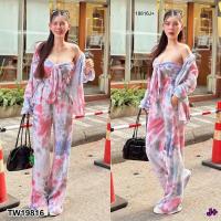 ราคา M19816 Set 3 ชิ้น เสื้อคลุม เกาะอก กางเกงขายาว รุ่นนี้น่ารักมั๊กมากโลย Set เกาะอก 3ชิ้น ลายมัดย้อมมาพร้อมกับ กางเกงขายาวทรงกระบอก เอวสูงปรี๊ด (21613922684)
