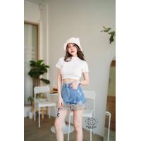 ราคา กางเกงยีนส์ขาสั้น ปลายขาแต่งขน ติดคริสตัลเพชร (18874600021)