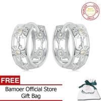 ราคา BAMOER 925เงินสเตอร์ลิงต่างหูแบบห่วงสำหรับผู้หญิงชุบทองคำขาว BSE1007น้ำหนักเบาห่วงหูแสงแดด (21601959364)