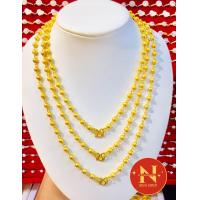 ราคา สร้อยคอ ลายเม็ดประคำฉลุจิกเพชรตัดลาย เม็ดประคำพ่นทราย ขนาด 6 มิม น้ำหนัก 2 บาททองหุ้ม ทองชุบ นพคุณห้างทอง (19477274480)