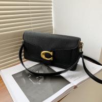 ราคา JIVIVIL Coach classic leather underarm bag กระเป๋าแมสเซนเจอร์แฟชั่นหนังลิ้นจี่สีดำและขาว (19641066210)