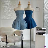 ราคา TW18913 Jumpsuit จั้มสูทยีนส์ เกาะอก ขาสั้น (20357792400)