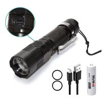 ราคา S11ไฟฉายซูม18650 USB C ไฟฉายชาร์จได้ LED CREE XPL 1200lm พร้อมไฟแสดงสถานะและด้านหลังเป็นแม่เหล็กสำหรับเดินป่า (21576323295)