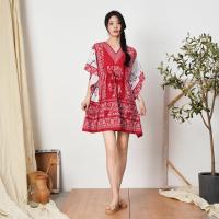 ราคา ชุดเล่นสงกานต์ Branché Dresses short sleeves V Neck Loose Fashion Miniskirts ฮาวาย ชุดเล่นสงกานต์ ลายช้าง ทรงหลวม ใส่สบายๆ ชุดเดรส สีแดง สไตล์ไทย2402002490101 (21509042467)