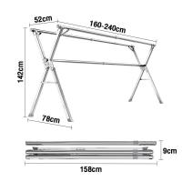 ราคา LOOKO ราวตากผ้า 240cm ราวตากผ้าพับได้ ราวตากผ้าสแตนเลส 50 กกแบกภาระ ราวแขวนเสื้อผ้า พับเก็บง่าย ยืดหดได้ X Drying Rack พร้อมส่ง ราวตากผ้าแบบแขวน (21260451596)