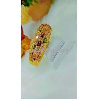 ราคา jijd CW126 กำไลนพเก้า กำไลพลอย5แถวนพเกล้าฝังเพชร กว้าง60cmงานทองเหลือง24k (20697953321)