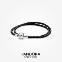 ราคา Pandora สร้อยข้อมือหนัง สีดํา ของขวัญวันเกิดคริสต์มาส t925 (19867518298)