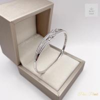 ราคา กำไลข้อมือเพชรสีทองขาวประดับเพชรสองแถวตรงกลาวเพชร7เม็ด รอบวง17 5cm สวยผู้ดีลุคคุณหนู (21577044263)