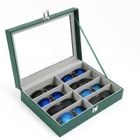 ราคา พร้อมส่ง กล่องใส่แว่น 8 ช่อง PUหนังคลาสสิก ในผ้าฟล็อค กล่องใส่แว่นตา 8 ช่อง กล่องแว่นตา ที่ใส่แว่นตา สีเขียว (21604180148)