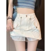 ราคา กระโปรงคาร์โก้สีขาวเซ็กซี่กระโปรงสตรีทแวร์แฟชั่นเอวสูงกระโปรงทรงเอสำหรับฤดูร้อนสไตล์เกาหลีเหมาะกับผู้หญิงกระโปรงสอบใหม่ (19921637496)