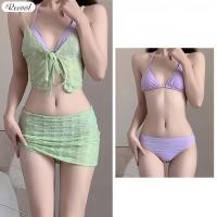 ราคา Recool ชุดว่ายน้ำ4ชิ้นสำหรับผู้หญิงสามเหลี่ยมชุดว่ายน้ำบิกินี่มีเสื้อและกระโปรงคลุมสำหรับผู้หญิง RO MY ชุดว่ายน้ำลำลอง (21591712559)