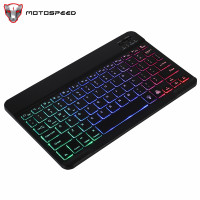 ราคา MOTOSPEED คีย์บอร์ด BT ไร้สาย10นิ้วคีย์บอร์ด BT แบบชาร์จไฟได้บางเฉียบเอฟเฟกต์แสงผสมที่เข้ากันได้สามระบบ (15655037135)