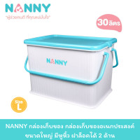 ราคา NANNY กล่องเก็บของ กล่องเก็บของอเนกประสงค์ ขนาดใหญ่ มีหูหิ้ว ฝาล็อคได้ 2 ด้าน size L (21547774248)