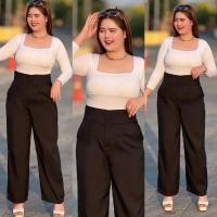 ราคา กางเกงขายาว กางเกงทำงานผู้หญิง กางเกงเอวสุง เสื้อผ้าแฟชั่นผู้หญิง รุ่นกระดุมคู่2XL 6XL ผ้าZARA Pants womens fashion clothing (21492883111)