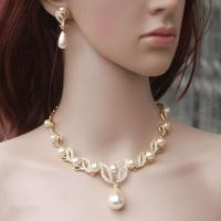 ราคา Elegant Leaf Shape Long Water Drop Diamond Pearl Necklace For Women Original Earring Jewelry Set Bridal Wedding Crystal Diamond Pearl Necklace Earrings Two piece Jewelry Set (18731992953)