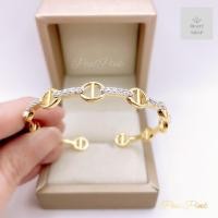 ราคา กำไลข้อมือเพชรแถวประดับเพชรคั่นทองขนาดฟรีไซต์ (21616624149)