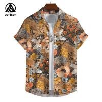 ราคา 2567เสื้อลายดอกสงกรานต์เสื้อลายดอกเสื้อเชิ้ตแขนสั้นเสื้อ เชิ้ต ผู้ชาย โพลีเอสเตอร์ (21424009835)