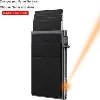 ราคา Rfid Smart Credit Card Holder Wallet Metal Thin Slim Men Women Wallets Pop Up Minimalist Wallet Black Metal Bank Cardholder Case Wallets (19620741183)