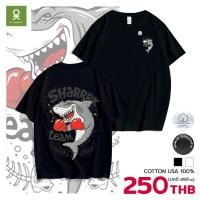 ราคา OK Apparel เสื้อยืดคอกลมสกรีนลายฉลาม ผ้าคอนตอนUSA100 OVERSIZE (21412037018)