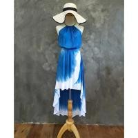 ราคา LAANTA เดรสผ้ามัดย้อม ผูกคอ ครามแท้ ลายเมฆล็อตนี้สีอ่อนเหมือนในหุ่น (9105279863)