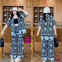 ราคา M20410 Set 2 ชิ้น เสื้อปกฮาวาย แขนสั้น กระดุมผ่าหน้า มาคู่กับ กางเกงขายาว เอวยืดสม็อกหลัง กางเกงมีซับในมีกระเป๋าล้วงข้าง เนื้อผ้าไหมอิตาลี่เกรดดี (21411609956)