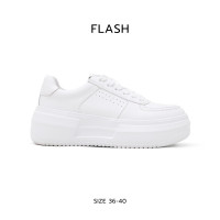 ราคา รองเท้าผ้าใบเสริมส้นปานกลาง 4 5 cm สนีคเกอร์สีขาว สไตล์มินิมอล รุ่น Flash (20068182948)