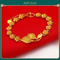 ราคา ASIX GOLD สร้อยข้อมือใบไม้ชุบทอง 24K ของผู้หญิงแฟชั่นเกาหลีทอง 916 มาเลย์ 18K ซาอุดิอาระเบียทองกรุงเทพทองของขวัญเครื่องประดับไม่มีปอกเปลือกไม่มีสีดํา (21693277067)