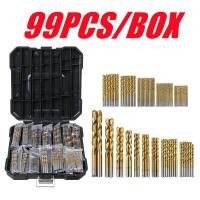 ราคา ชุดดอกสว่าน HSS จำนวน99ชิ้นดอกสว่านเหล็กกล้าความเร็วสูงเคลือบไทเทเนียม1มม 1 5มม 10มม อุปกรณ์เสริมเครื่องมือไฟฟ้าสว่านไทเทเนียม (21412140962)