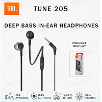 ราคา JBL เดิม T205หูฟังแบบเสียบหูเบสบริสุทธิ์ชุดหูฟังพร้อมไมโครโฟนรีโมทปุ่มเดียว (17109413900)