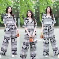 ราคา I LoVe My Style Set 2 ชิ้น เสื้อลายช้าง คอฮาวาย กางเกงลายช้างขายาวมี 5 สี แดง กรม ชมพู ดำ น้ำตาล (21526315210)
