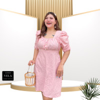 ราคา DS33 Dress ชุดเดรสสาวอวบ เดรสสีชมพู ผ้าด๊อบบี้ แบรนด์ไทย แฟชั่นสาวอวบ เดรสใส่งานบุญ ชุดออกงาน (21381449381)