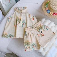 ราคา ชุดเสื้อผ้าสไตล์จีนสำหรับฤดูร้อนสำหรับเด็กผู้หญิงทารกเสื้อกั๊กแขนกุดพิมพ์ลายผู้หญิงน่ารักเสื้อยืดและกางเกงขาสั้นชุด2ชิ้นสำหรับเสื้อผ้าเด็กอายุ2 7ปี (21732589690)