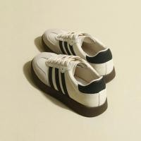 ราคา Laz Nigori รองเท้าฝึกสไตล์เยอรมันวินเทจรองเท้าสตรีสีขาวเล็กแบนรองเท้ากีฬาลำลอง (20698278853)