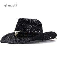 ราคา QZH หมวกคาวบอยตะวันตกที่มีปีกกว้างฤดูร้อนหมวกฟางสำหรับผู้ชายผู้หญิงกลางแจ้งปานามาชายหาด C Owgirl หมวก (15648573806)