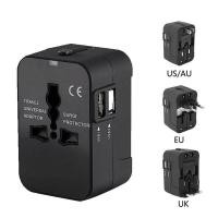 ราคา หัวแปลงปลั๊กไฟ ใช้ได้ทั่วโลก International Travel Adapter 2 USB Ports อะแดปเตอร์การเดินทาง Universal Worldwide Adapters B29 (18836258767)
