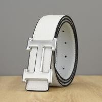 ราคา คลังสินค้าพร้อม เข็มขัดคุณภาพสูงหนังแท้สีทึบผู้ชายแฟชั่นของแท้หัวเข็มขัดรูปตัวอักษร H โลหะเงินแบรนด์หรู (18917081822)
