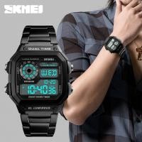 ราคา SKMEI ผู้ชายแฟชั่นนาฬิกาข้อมือกีฬาดิจิตอลกันน้ำ Wristwaches สแตนเลสนาฬิกาปลุกนาฬิกานับถอยหลัง 1335 (6401830739)